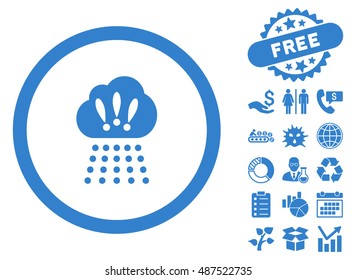 Storm Cloud icon with free bonus elements. Vector illustration style is flat iconic symbols, cobalt color, white background.