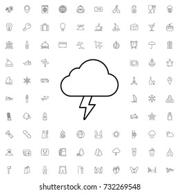 Storm cloud icon. set of outline tourism icons.