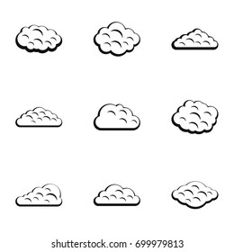 Storm cloud icon set. Simple set of 9 storm cloud vector icons for web isolated on white background