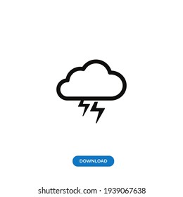 Storm cloud icon vector. Simple thunder sign