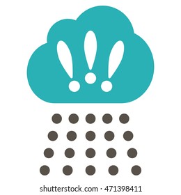 Storm Cloud icon. Vector style is bicolor flat iconic symbol, grey and cyan colors, white background.