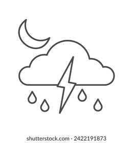 Storm Cloud icon, cloud, weather, icon, thunderstorm thinline icon, editable vector icon, pixel perfect, illustrator ai file