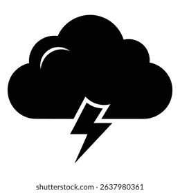 Storm cloud with lightning bolt icon graphic.