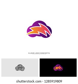 Storm Cloud Logo Design Concept Vector. Thunder Cloud Logo Template Vector