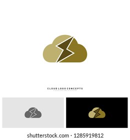 Storm Cloud Logo Design Concept Vector. Thunder Cloud Logo Template Vector