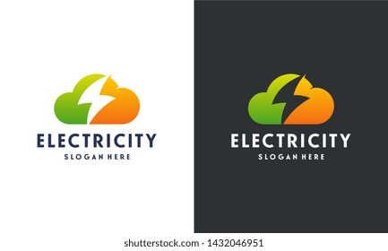 Storm Cloud logo designs concept vector, Cloud logo template, Electricity logo symbol