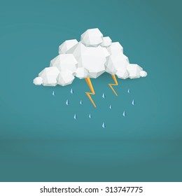 Storm cloud low poly vector background. Polygonal weather icon. Modern 3d design wallpaper. Eps10 vector illustration.