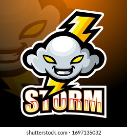 Storm cloud mascot esport logo design