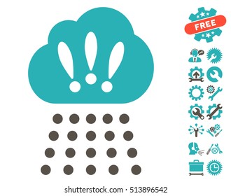 Storm Cloud pictograph with bonus configuration design elements. Vector illustration style is flat iconic grey and cyan symbols on white background.