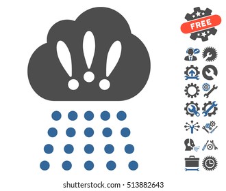 Storm Cloud pictograph with bonus options design elements. Vector illustration style is flat iconic cobalt and gray symbols on white background.
