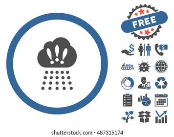 Storm Cloud pictograph with free bonus pictogram. Vector illustration style is flat iconic bicolor symbols, cobalt and gray colors, white background.