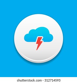 Storm Cloud Round White Icon