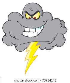 Angry Cloud Lightning Cartoon Mascot Character Stock Vector (Royalty ...