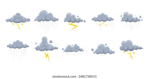 Storm Cloud Vector Element Set