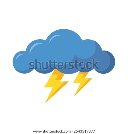 
Storm clouds with lightnings isolated flat vector illustration on white background.