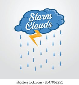 Storm Clouds Logo concept, Vector Template Design, Weather overcast icon in color. Nature forecast thunder Lightning cloud, Thunderstorm sign, Vector design of Rain. 