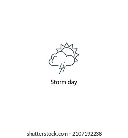Storm day icon thin line stock illustration. Weather forecast line icon, isolated on white background, weather stroked symbol. 