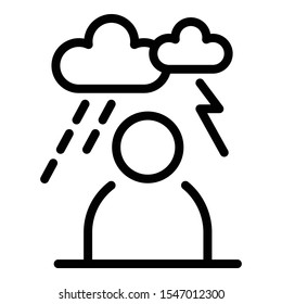 Storm depression man icon. Outline storm depression man vector icon for web design isolated on white background