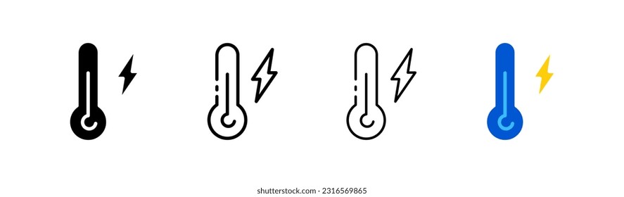 Storm. Different styles, colored, thunderstorm icon. Vector icons.
