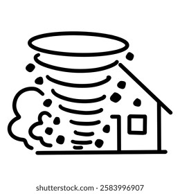 storm disaster icon illustration, black and white style, for emergency natural disaster