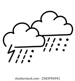 storm disaster icon illustration, black and white style, for emergency natural disaster