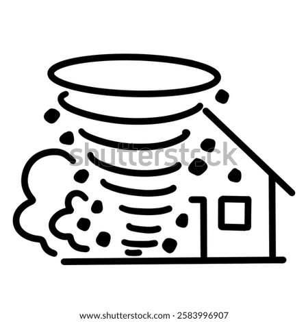 storm disaster icon illustration, black and white style, for emergency natural disaster