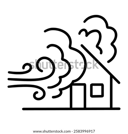 storm disaster icon illustration, black and white style, for emergency natural disaster