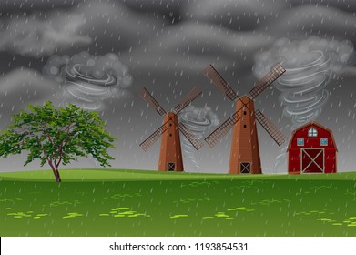 Tormenta en la ilustración de la granja