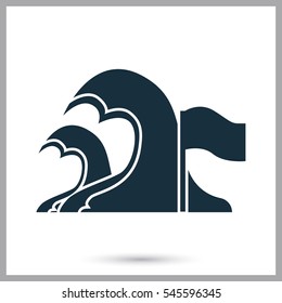 Storm flag on the sea icon. Simple design for web and mobile