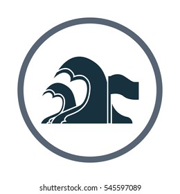 Storm flag on the sea icon. Simple design for web and mobile