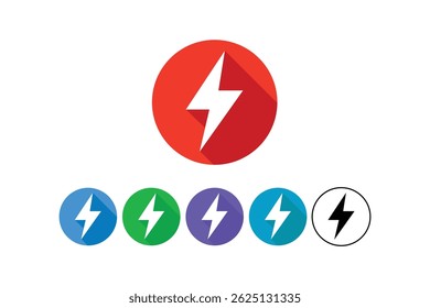 Storm Flash Thunder Vector Icons, flat thunderbolt icon, lightning power icon, high voltage icon design
