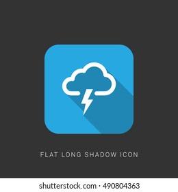 Storm Flat blue long shadow Icon / Logo Design