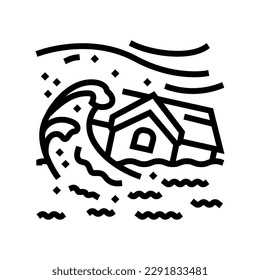 storm flood disaster line icon vector. storm flood disaster sign. isolated contour symbol black illustration