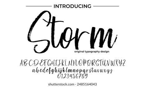 Storm Font Stylish brush painted an uppercase vector letters, alphabet, typeface