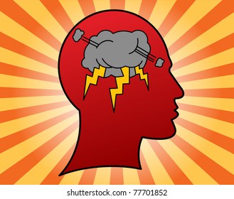 Storm in the head, vector illustration