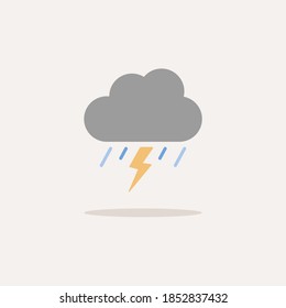 Storm and heavy rain. Color icon with shadow. Weather vector illustration