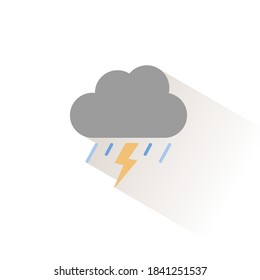 Storm and heavy rain. Isolated color icon. Weather vector illustration