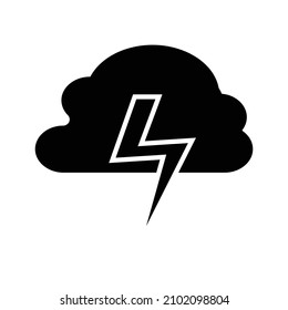 Storm icon black solid vector Illustration of thunder storm icon symbol. Flat design style on white background for logo, website, mobile apps