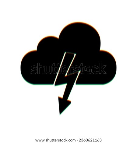 Storm icon. Black Icon with vertical effect of color edge aberration at white background. Illustration.