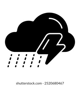 Ícone de tempestade. tempestade, nuvem, parafuso, chuva, tempo, trovão, trovoada, trovoada, clima, desastre. Ilustração de ícone de vetor