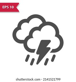 Icono de tormenta - Nube, Tornillo de iluminación, Tormenta relámpago, Clima, Nubes, Lluvia, Lluvia. Icono profesional, perfecto píxel, formato EPS 10.