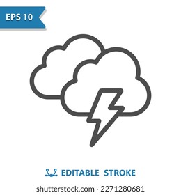Sturmsymbol - Wolke, Blitzschlag, Blitzschlag, Wetter, Wolken. Professionelles, Pixel perfektes Symbol, EPS10-Format.