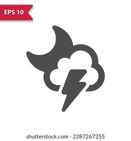 Storm Icon - Cloud, Lighting Bolt, Lightning Storm, Weather, Moon, Night. Professional, pixel perfect icon, EPS 10 format.