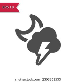 Storm Icon - Cloud, Lighting Bolt, Lightning Storm, Weather, Moon, Night. Professional, pixel perfect vector icon.