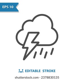 Storm Icon - Cloud, Rain, Lighting Bolt, Raining, Lightning Storm. Professional, pixel perfect icon, EPS 10 format.
