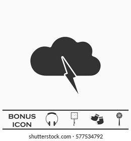 Storm icon flat. Black pictogram on white background. Vector illustration symbol and bonus button