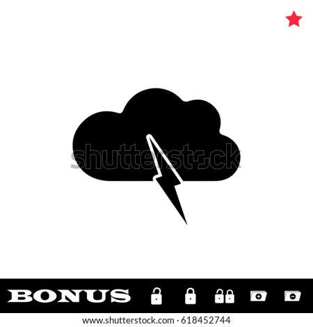 Storm icon flat. Black pictogram on white background. Vector illustration symbol and bonus button open and closed lock, folder, star