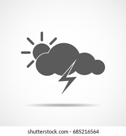 Storm icon in flat design. Gray storm icon on light background. Vector illustration.