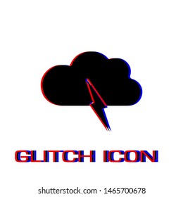 Storm icon flat. Simple pictogram - Glitch effect. Vector illustration symbol
