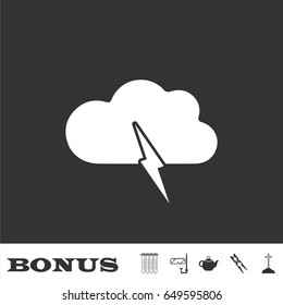 Storm icon flat. White pictogram on black background. Vector illustration symbol and bonus icons